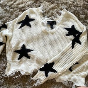 NEVER WORN Star Sweater w/ distressed hems